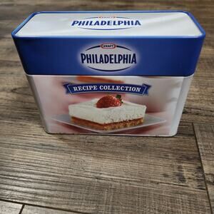 Philadelphia Cream Cheese Recipe box with recipes metal LL